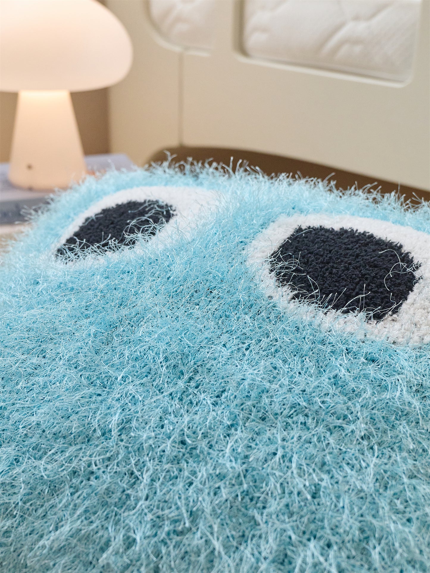 Fuzzy Square Pillow with Cute Big Eyes