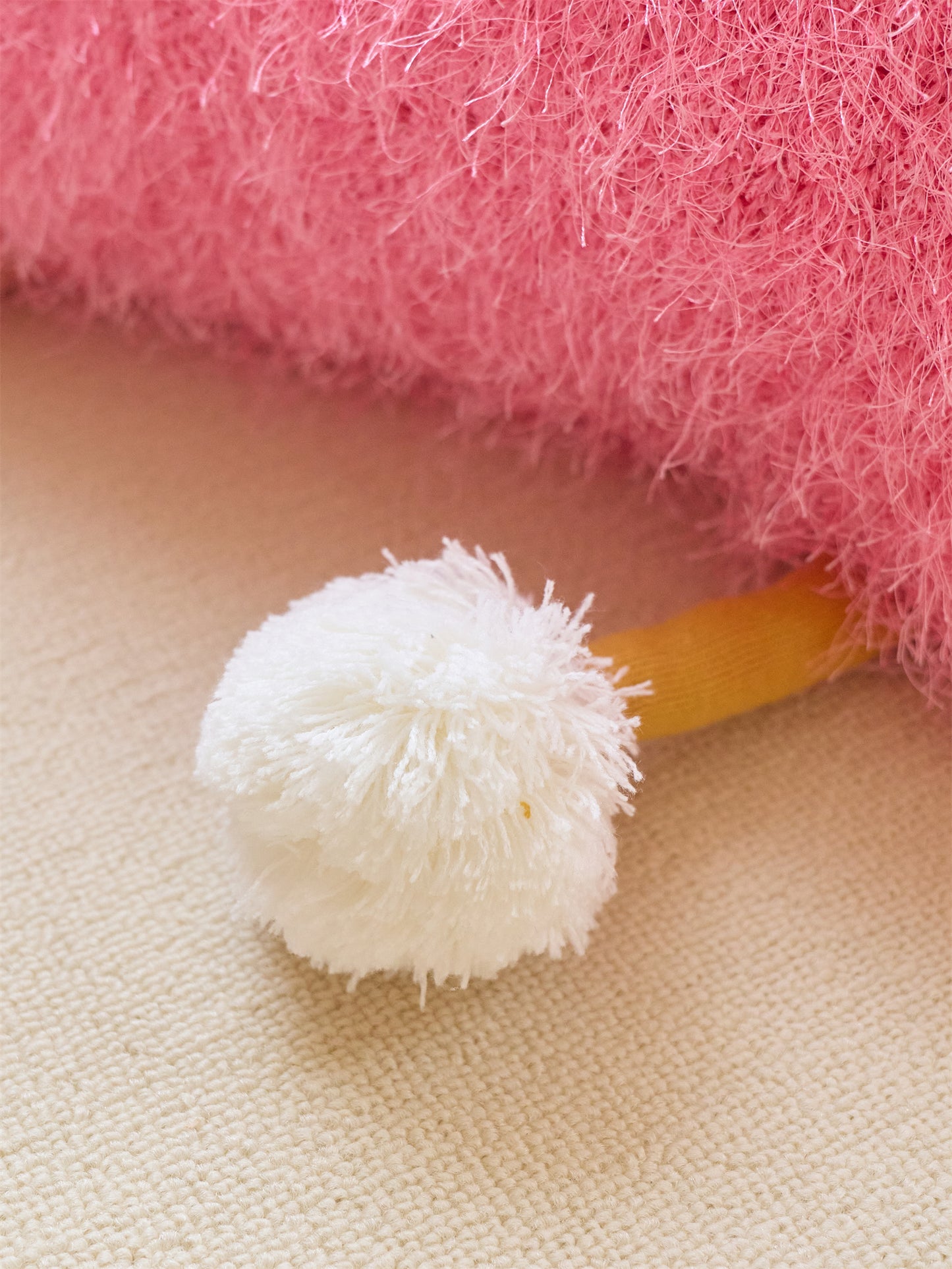 Fuzzy Square Pillow with Cute Big Eyes