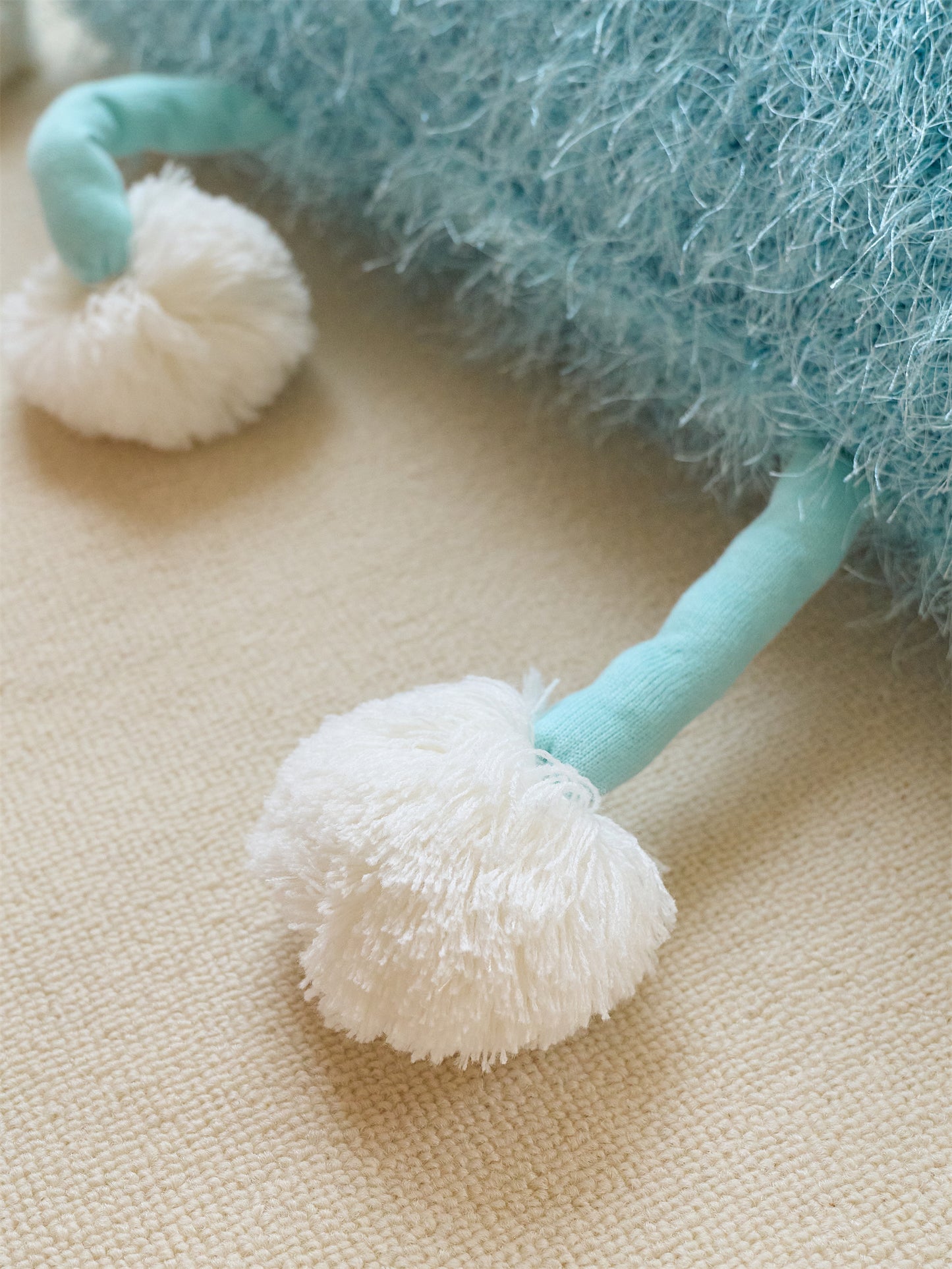 Fuzzy Square Pillow with Cute Big Eyes