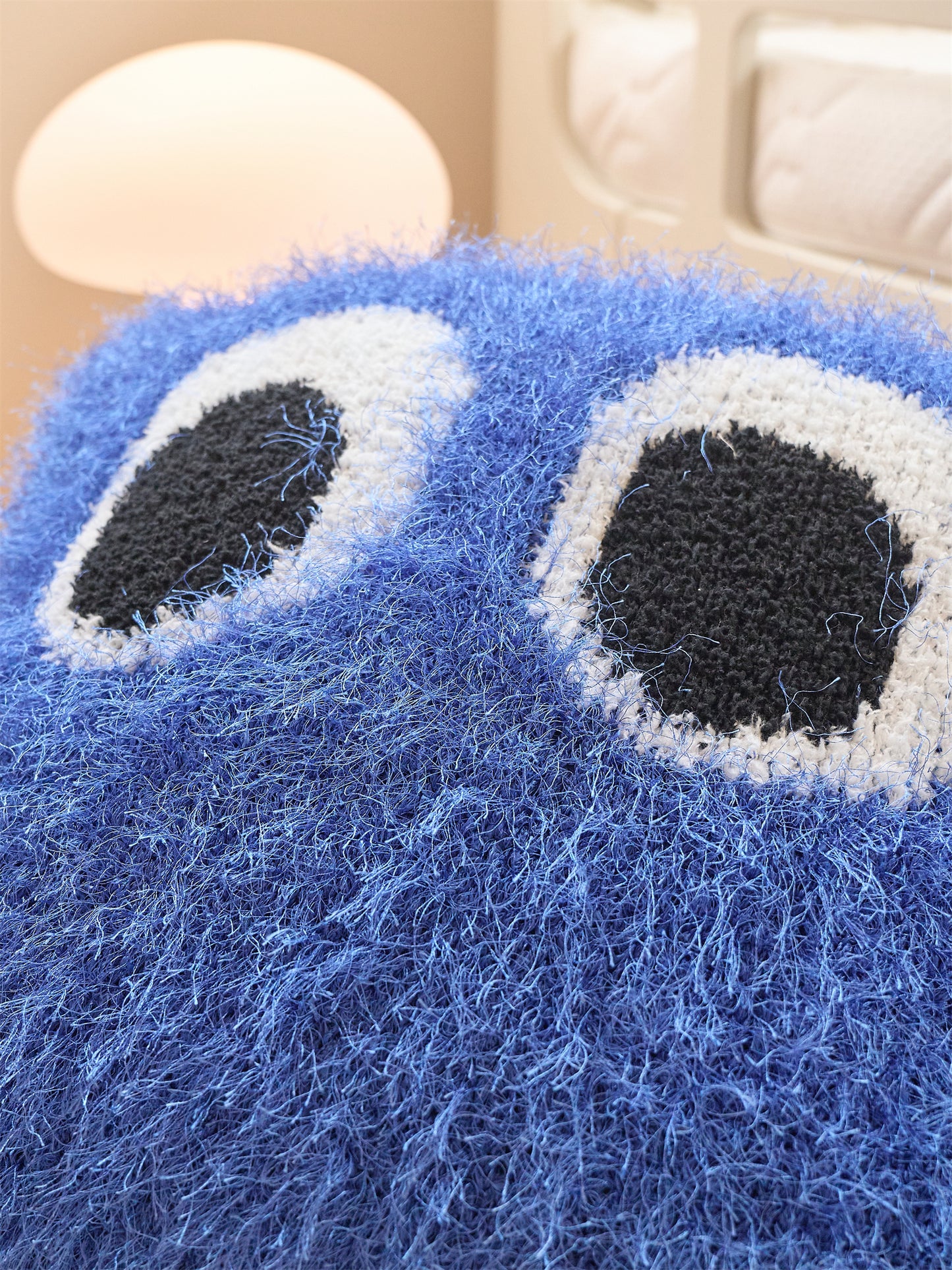 Fuzzy Square Pillow with Cute Big Eyes