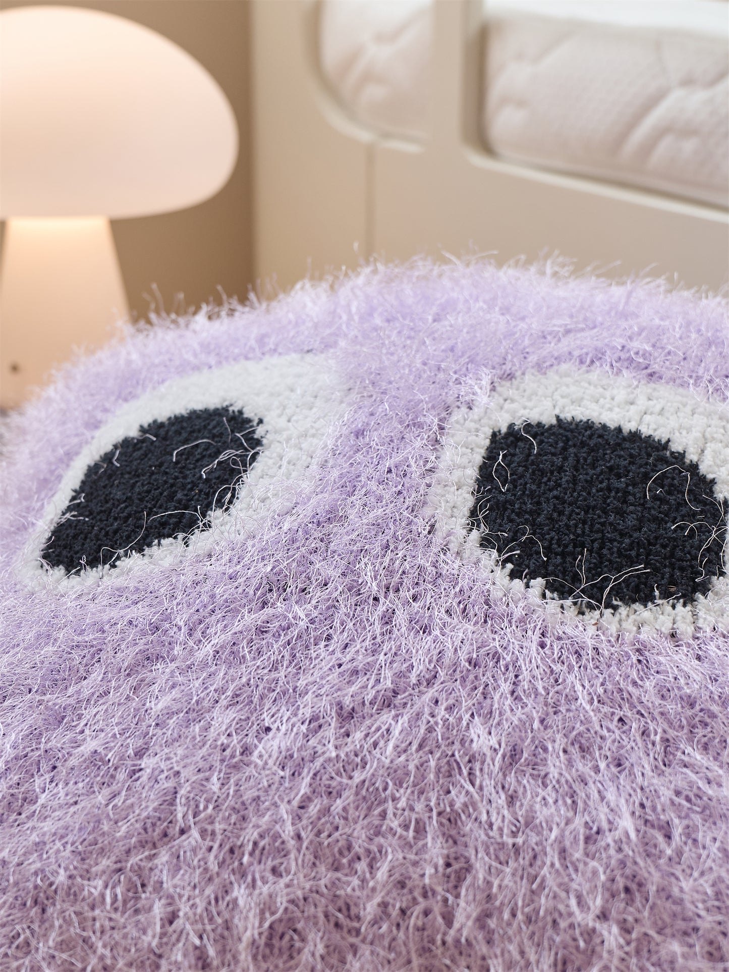 Fuzzy Square Pillow with Cute Big Eyes