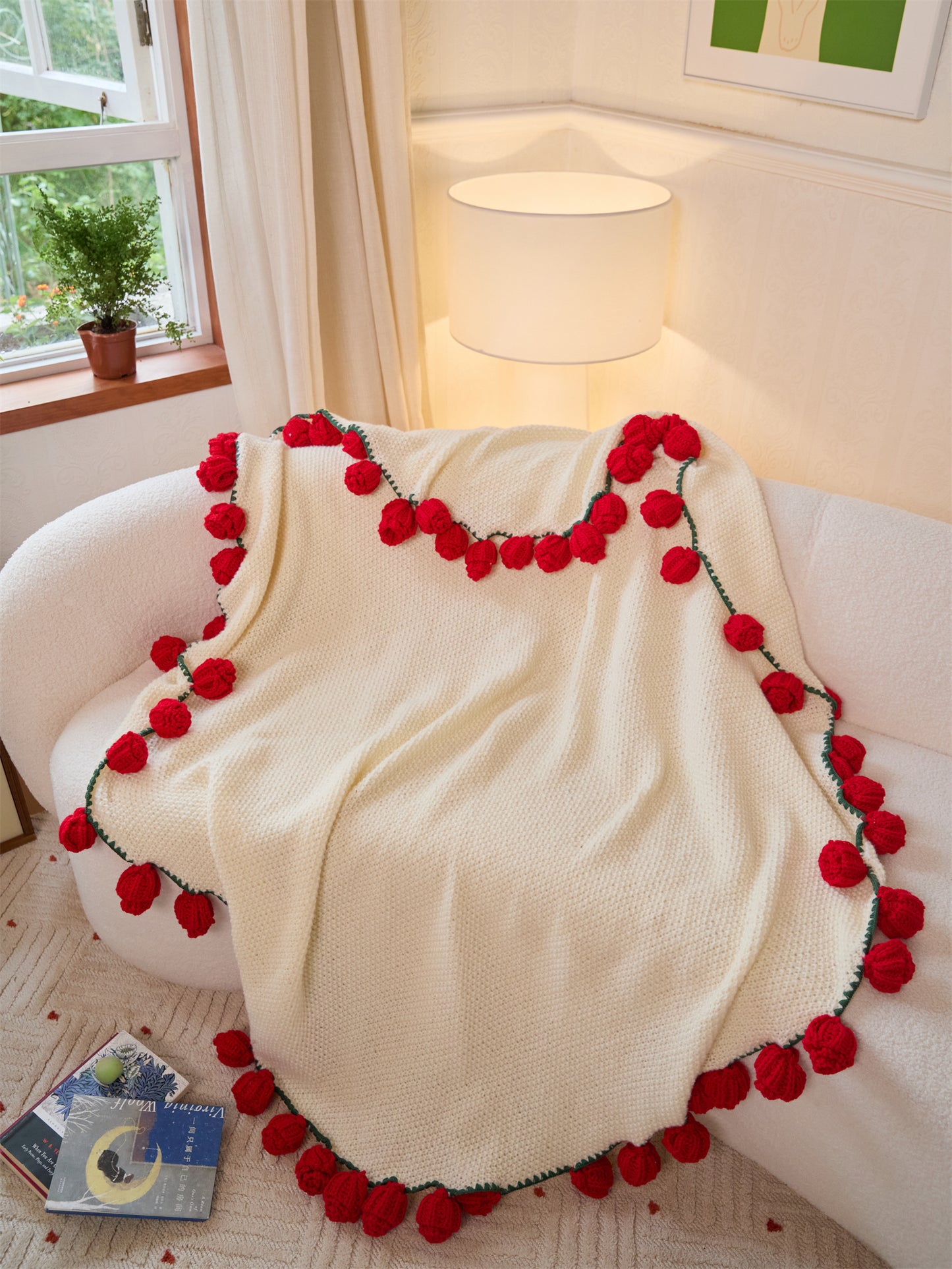 Bouquet-Inspired Knitted Blanket