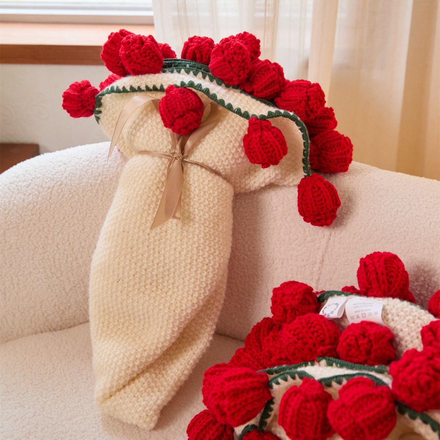 Bouquet-Inspired Knitted Blanket