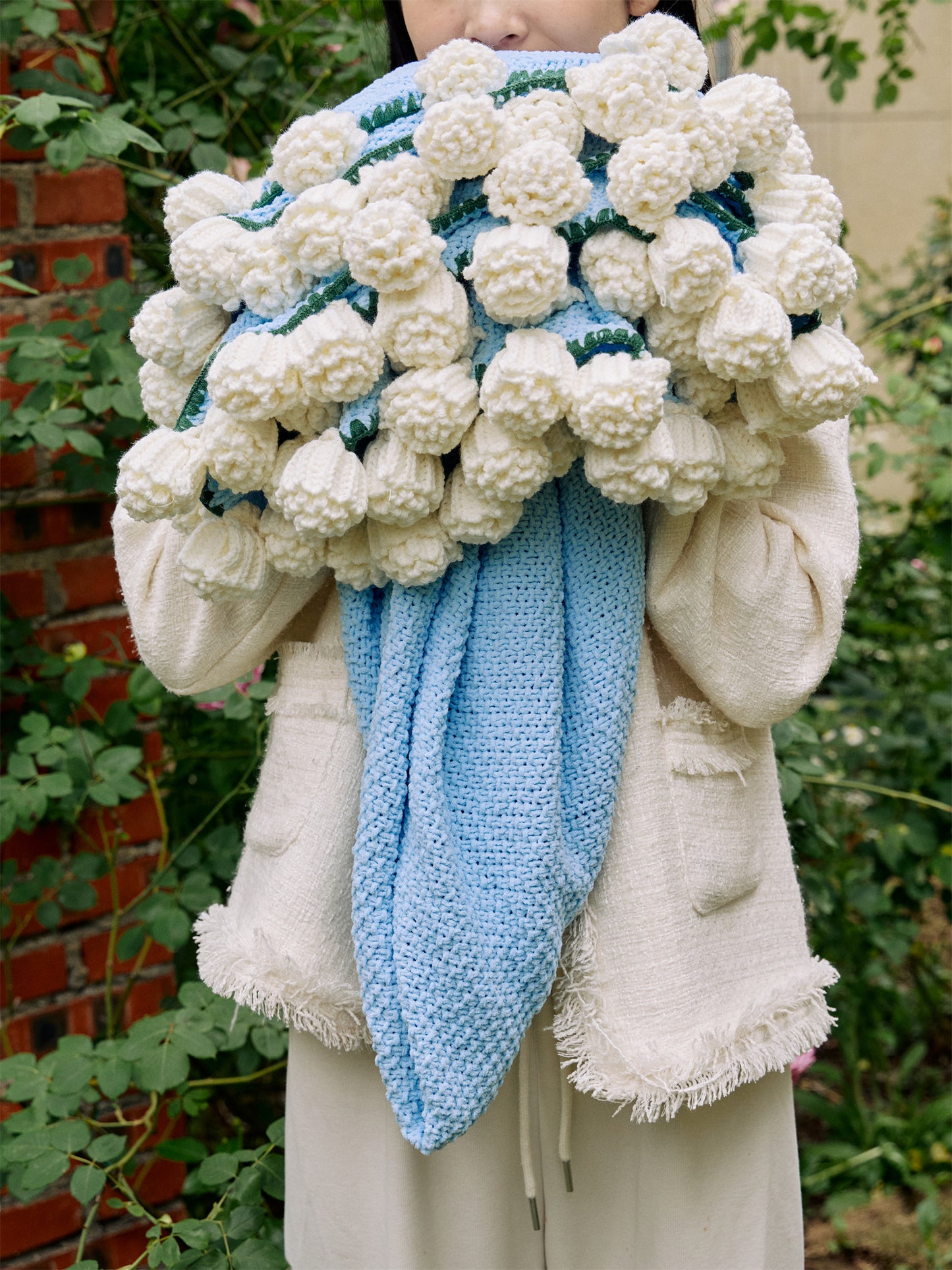 Bouquet-Inspired Knitted Blanket